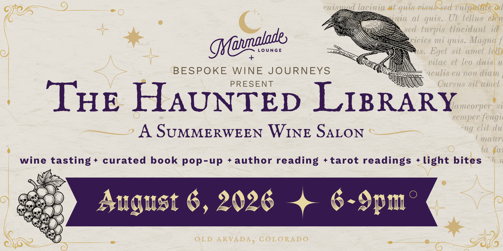 The Haunted Library — A Summerween Wine Salon, presented by Marmalade Lounge and Bespoke Wine Journeys